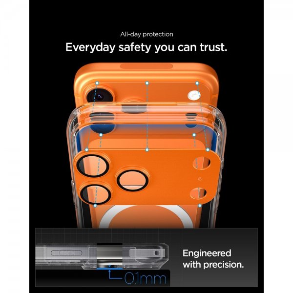 Spigen iPhone 17 Pro Max Kamerabeskytter Glas.tR EZ Fit Optik Pro XL Oransje