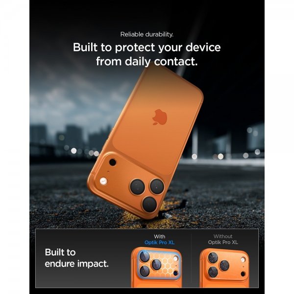 Spigen iPhone 17 Pro Max Kamerabeskytter Glas.tR EZ Fit Optik Pro XL Oransje