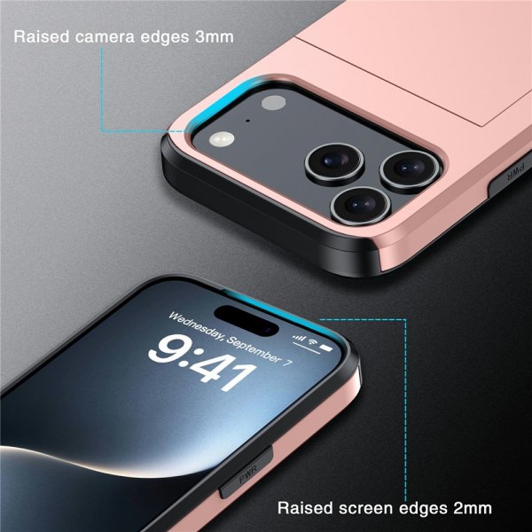 iPhone 17 Pro Max Deksel Card Slide Rosegull