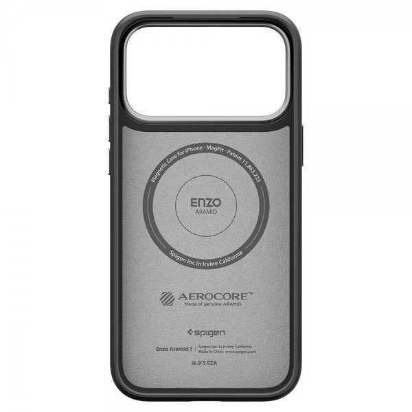 Spigen iPhone 17 Pro Max Deksel Enzo Aramid T MagFit Svart Sølv