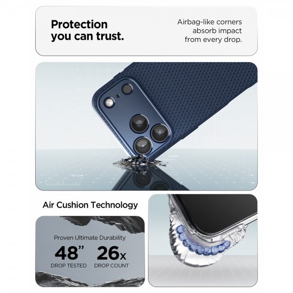 Spigen iPhone 17 Pro Max Deksel Liquid Air Navy Blue