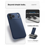 Spigen iPhone 17 Pro Max Deksel Liquid Air Navy Blue