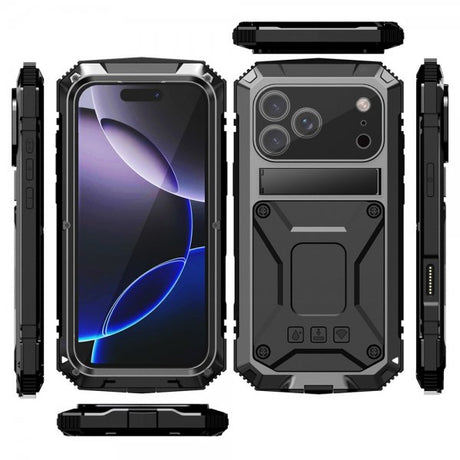 R-JUST iPhone 17 Pro Max Deksel Metall Støtsikker Svart