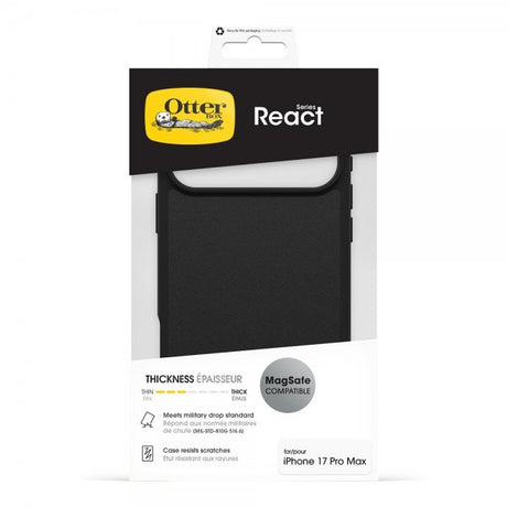 Otterbox iPhone 17 Pro Max Deksel React MagSafe Svart