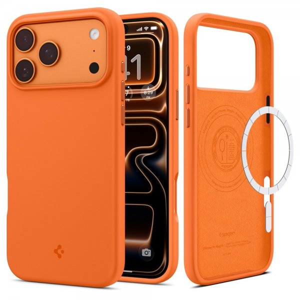 Spigen iPhone 17 Pro Max Deksel Silicone Fit MagFit Cosmic Orange