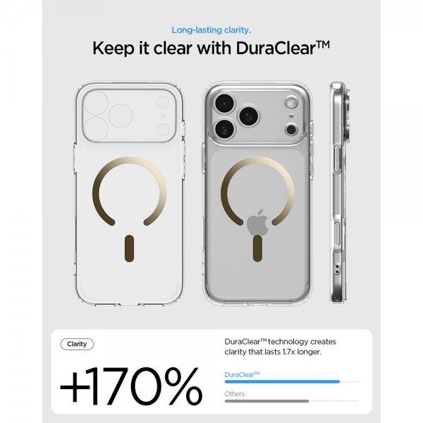 Spigen iPhone 17 Pro Max Deksel Ultra Hybrid MagFit Clear Gold