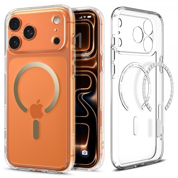 Spigen iPhone 17 Pro Max Deksel Ultra Hybrid MagFit Clear Gold