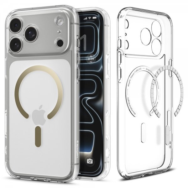Spigen iPhone 17 Pro Max Deksel Ultra Hybrid MagFit Clear Gold