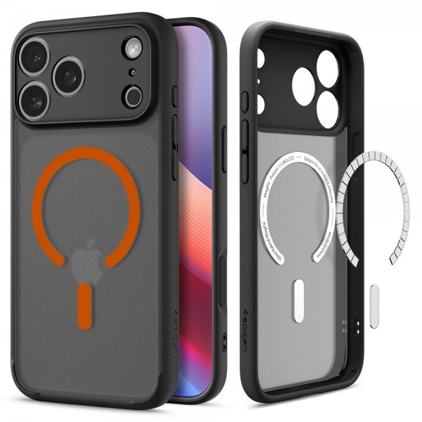 Spigen iPhone 17 Pro Max Deksel Ultra Hybrid MagFit Frost Black Orange