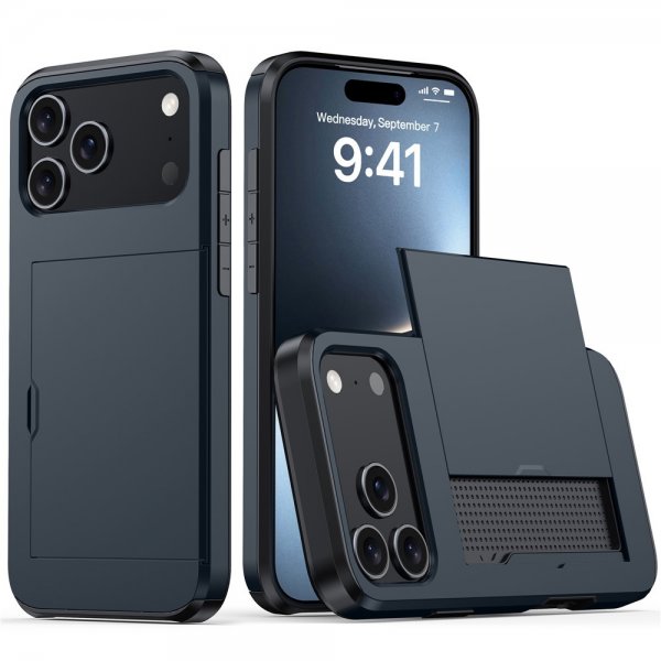 iPhone 17 Pro Deksel Card Slide Blå
