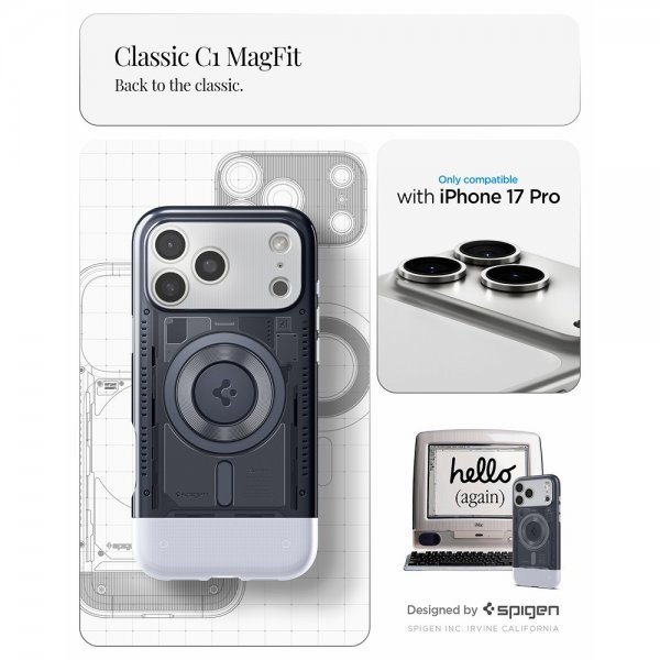 Spigen iPhone 17 Pro Deksel Classic C1 MagFit Graphite