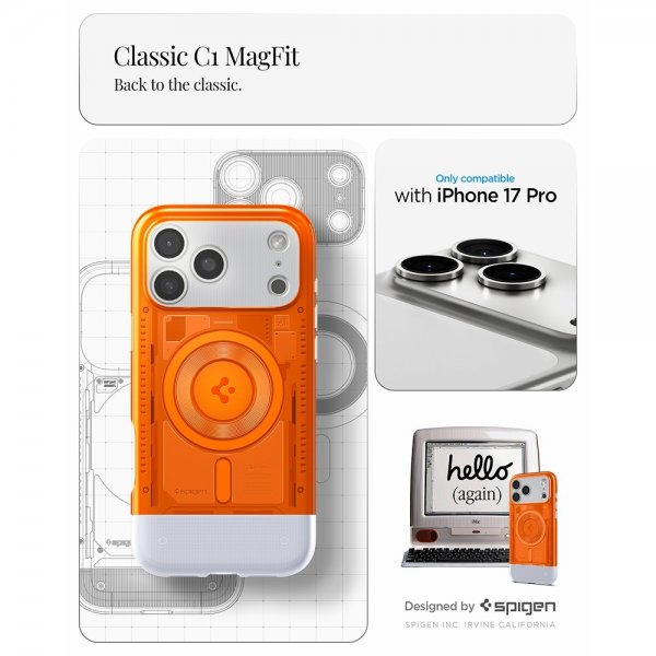 Spigen iPhone 17 Pro Deksel Classic C1 MagFit Tangerine
