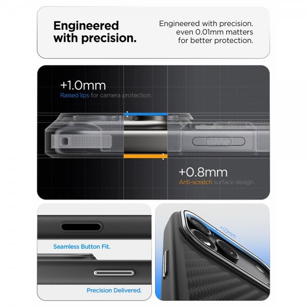 Spigen iPhone 17 Pro Deksel Enzo Aramid T MagFit Svart Sølv