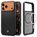 Spigen iPhone 17 Pro Deksel Enzo Aramid T MagFit Svart Sølv