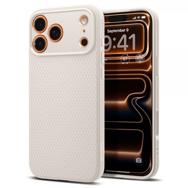 Spigen iPhone 17 Pro Deksel Liquid Air Natural Titanium