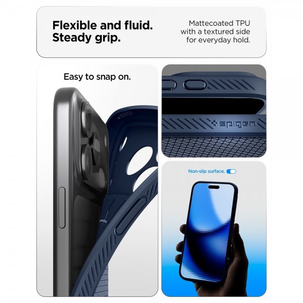 Spigen iPhone 17 Pro Deksel Liquid Air Navy Blue