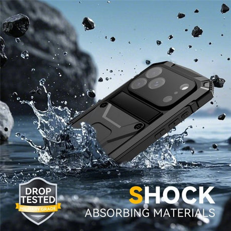 R-JUST iPhone 17 Pro Deksel Metall Støtsikker Svart