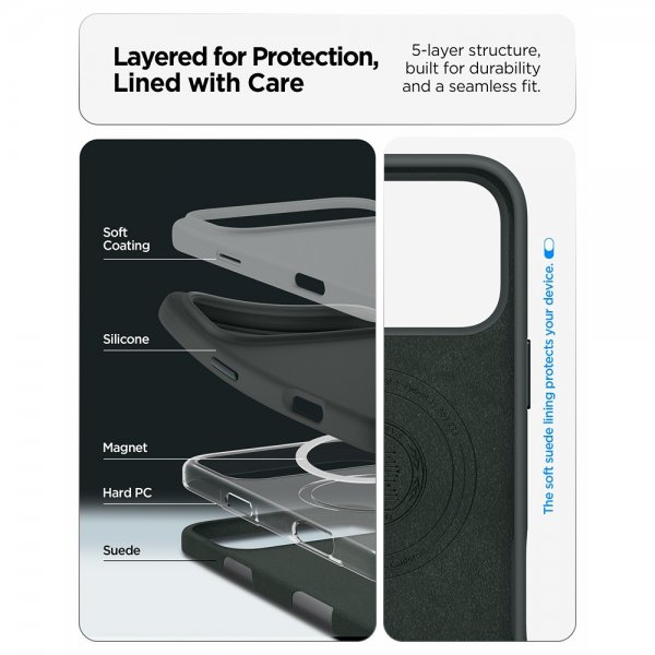 Spigen iPhone 17 Pro Deksel Silicone Fit MagFit Abyss Green