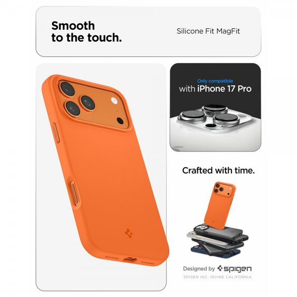 Spigen iPhone 17 Pro Deksel Silicone Fit MagFit Cosmic Orange