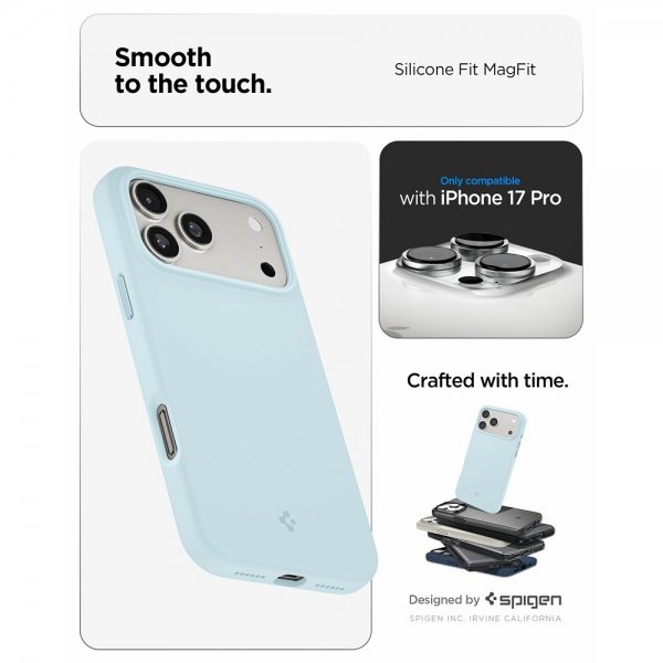 Spigen iPhone 17 Pro Deksel Silicone Fit MagFit Mute Blue