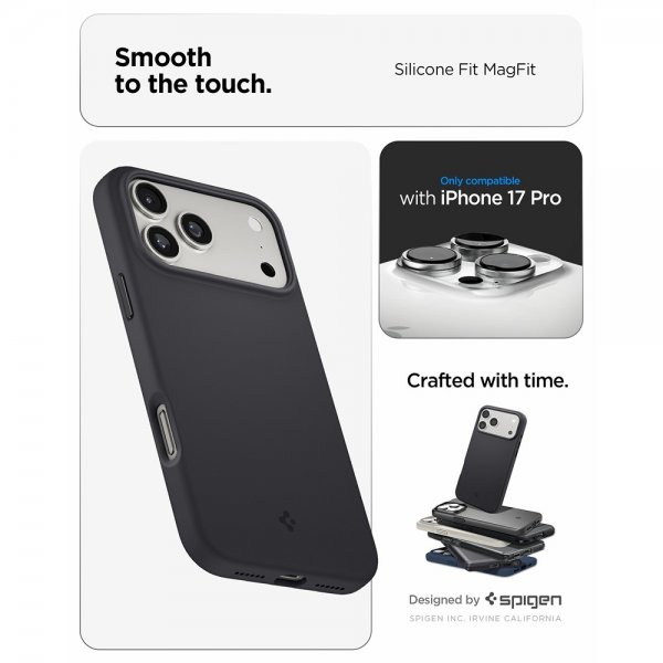 Spigen iPhone 17 Pro Deksel Silicone Fit MagFit Svart