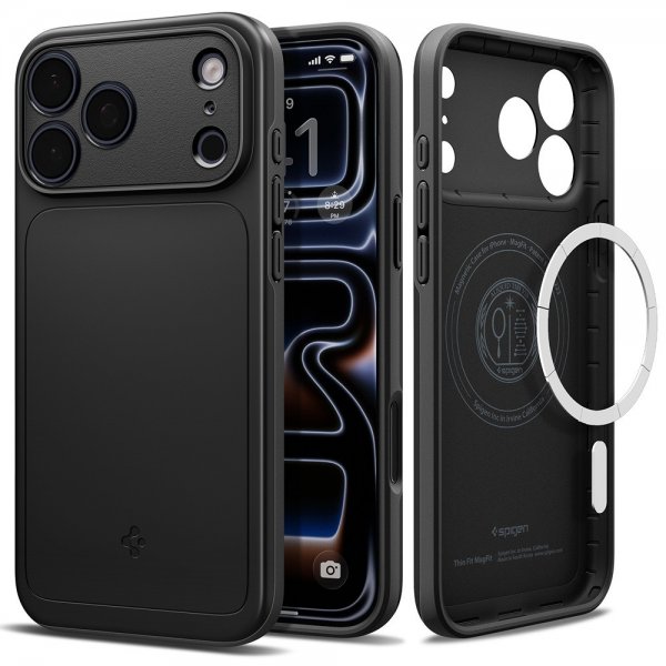 Spigen iPhone 17 Pro Deksel Thin Fit MagFit Svart