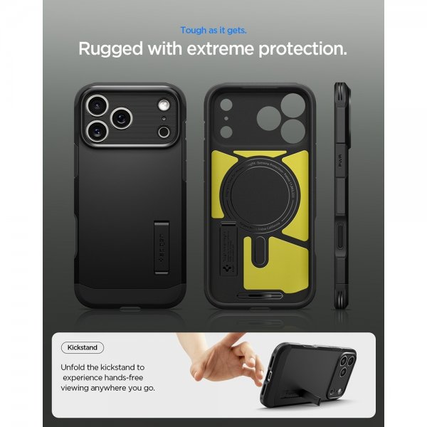 Spigen iPhone 17 Pro Deksel Tough Armor T MagFit Svart