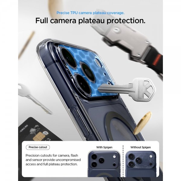 Spigen iPhone 17 Pro Deksel Ultra Hybrid MagFit Clear Graphite