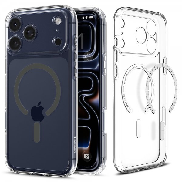 Spigen iPhone 17 Pro Deksel Ultra Hybrid MagFit Clear Graphite