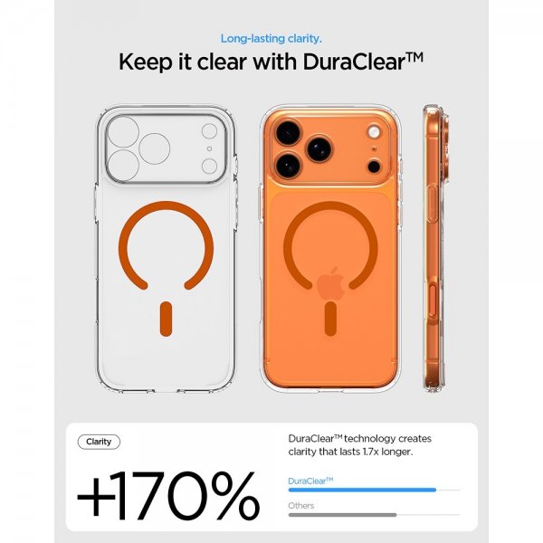 Spigen iPhone 17 Pro Deksel Ultra Hybrid MagFit Clear Orange