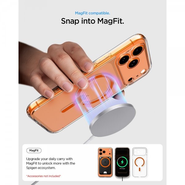 Spigen iPhone 17 Pro Deksel Ultra Hybrid MagFit Clear Orange
