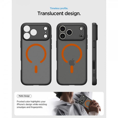 Spigen iPhone 17 Pro Deksel Ultra Hybrid MagFit Frost Black Orange