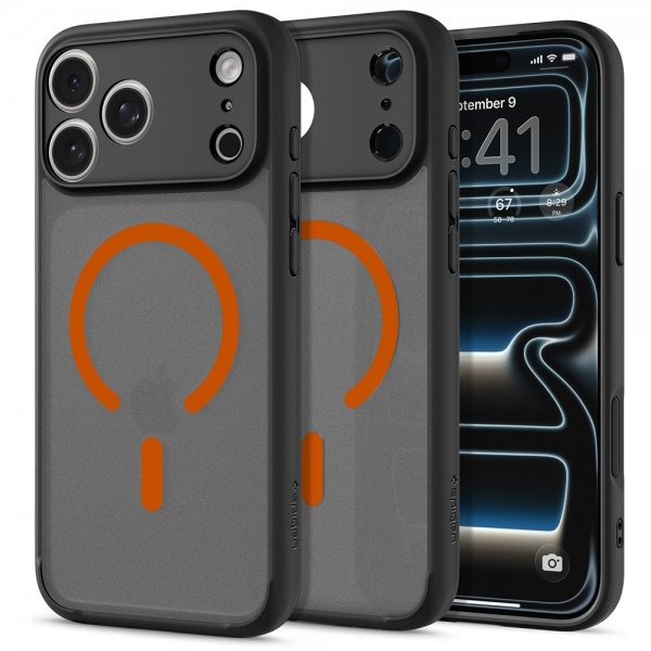 Spigen iPhone 17 Pro Deksel Ultra Hybrid MagFit Frost Black Orange