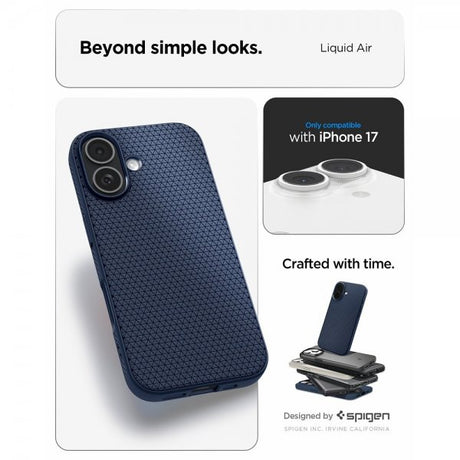 Spigen iPhone 17 Deksel Liquid Air Navy Blue