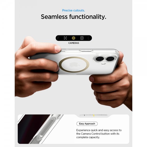 Spigen iPhone 17 Deksel Ultra Hybrid MagFit Clear Gold