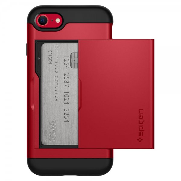 Spigen iPhone 7/8/SE Deksel Slim Armor CS Rød