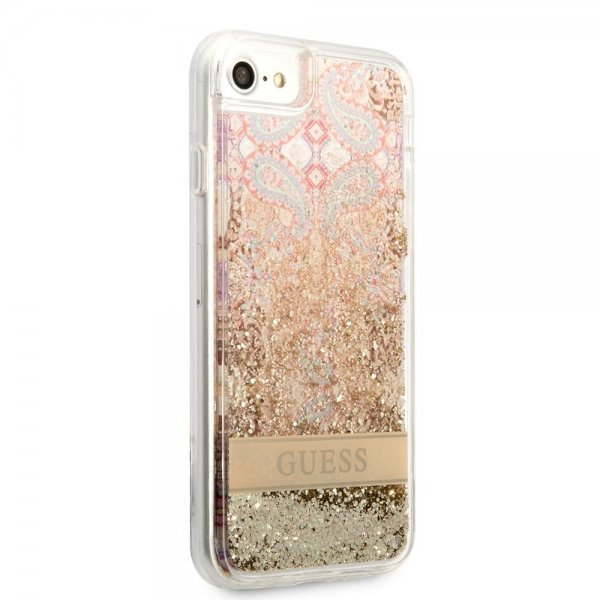 Guess iPhone 7/8/SE Deksel Liquid Glitter Paisley Pattern Gull