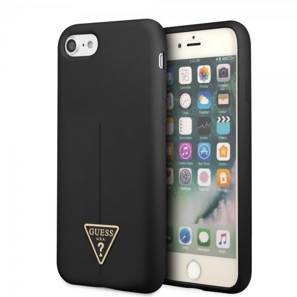 Guess iPhone 7/8/SE Deksel Metal Triangle Svart
