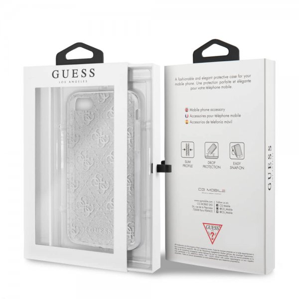 Guess iPhone 7/8/SE Deksel Glitter Cover Peony Sølv