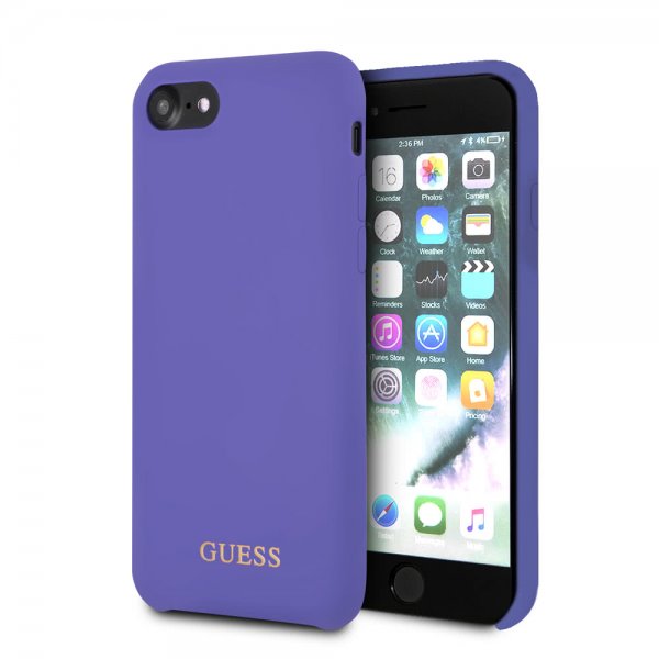 Guess iPhone 7/8/SE Deksel Silikoni Logo Lilla