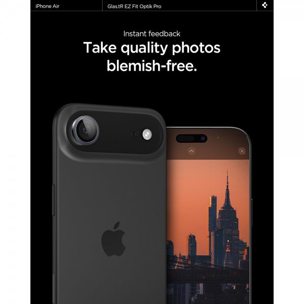 Spigen iPhone Air Kamerabeskytter GLAS.tR EZ Fit Optik Pro 2-pakning Grå