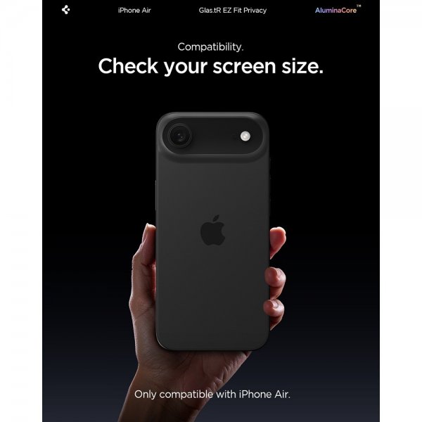 Spigen iPhone Air Skjermbeskytter GLAS.tR EZ Fit Privacy 2-pakning