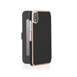 Pipetto iPhone XR Slim Wallet Mirror Veske Svart Rose Gull