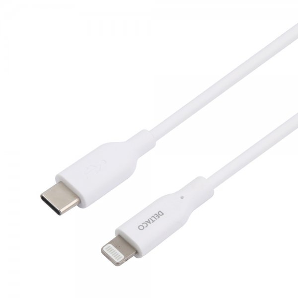 Deltaco Kabel USB-C Cable with Lightning Connector 2m Hvit