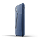 Mujjo iPhone Xs Max Deksel Full Leather Wallet Case Monaco Blue