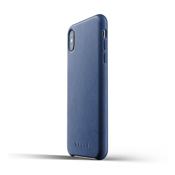 Mujjo iPhone Xs Max Deksel Full Leather Case Monaco Blue