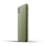 Mujjo iPhone Xs Max Deksel Full Leather Case Olive Green