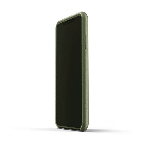 Mujjo iPhone Xs Max Deksel Full Leather Case Olive Green