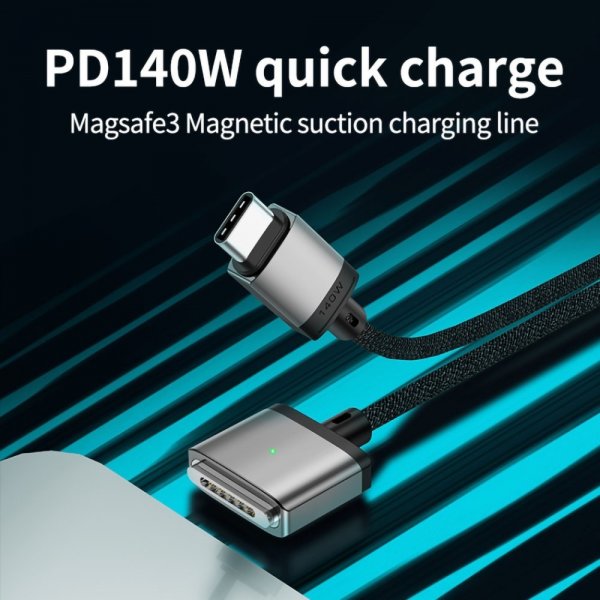 Kabel 140W USB-C til MagSafe 3 2m Grå