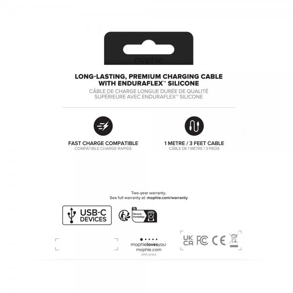 Mophie Kabel Chargestream USB-C to USB-C 1 m Hvit